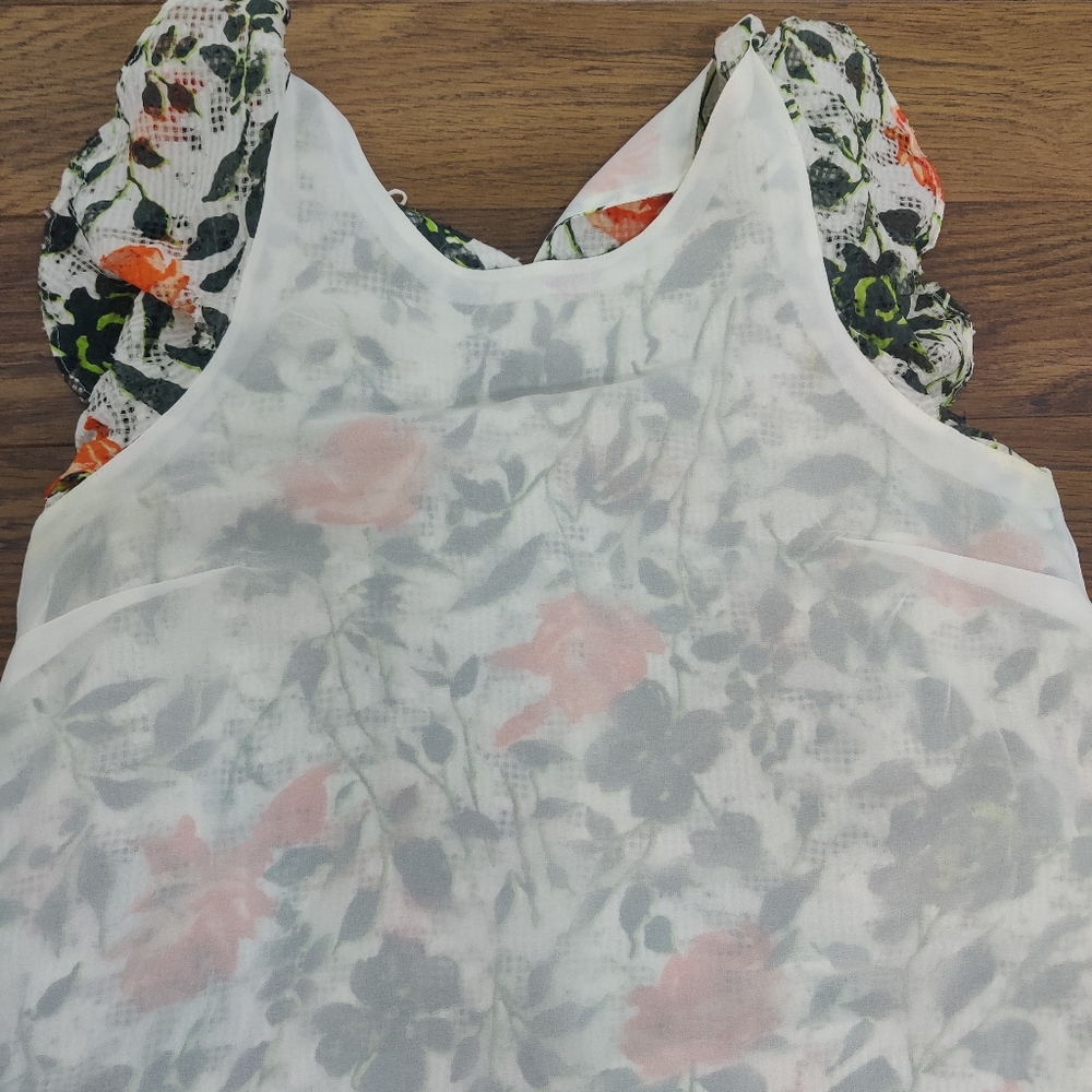 *Club Monaco Ruffled Cold-Shoulder Floral Blouse β Size Small - Picture 8 of 11